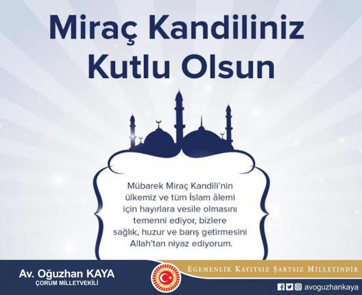 TÜM MÜSLÜMAN ALEMİNİN MİRAÇ KANDİLİ MÜBAREK OLSUN